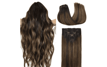 DOORES Balayage Dark Brown to Chestnut Brown Clip in Hair Extensions - 18 Inch