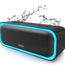 DOSS SoundBox Pro Bluetooth Speaker - 20W Stereo Sound, Extra Bass, IPX6 Waterproof, Bluetooth 5.0, TWS Pairing, Multi-Colors Lights, 20 Hrs Playtime - Beach, Outdoor