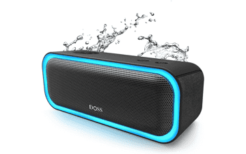 DOSS SoundBox Pro Bluetooth Speaker - 20W Stereo Sound, Extra Bass, IPX6 Waterproof, Bluetooth 5.0, TWS Pairing, Multi-Colors Lights, 20 Hrs Playtime - Beach, Outdoor