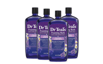 Dr Teal's Foaming Bath with Pure Epsom Salt, Sleep Blend, Lavender & Chamomile Essential Oils, 34 fl oz (Pack of 4)