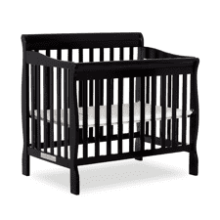 Dream On Me Aden 4-in-1 Convertible Mini Crib - Black, Greenguard Gold Certified, Non-Toxic Finish