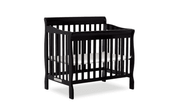 Dream On Me Aden 4-in-1 Convertible Mini Crib - Black, Greenguard Gold Certified, Non-Toxic Finish