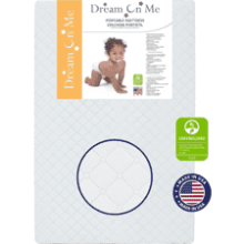 Dream On Me Holly 3” Fiber Portable Mini Crib Mattress - Waterproof Vinyl Cover, Lightweight & Greenguard Gold Certified - White