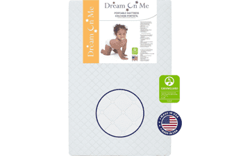 Dream On Me Holly 3” Fiber Portable Mini Crib Mattress - Waterproof Vinyl Cover, Lightweight & Greenguard Gold Certified - White