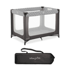 Dream On Me Zoom Portable Playard - Dark Grey, Lightweight, Packable, Easy Setup, Breathable Mesh Sides, Soft Fabric, Removable Padded Mat