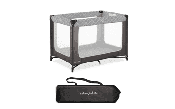 Dream On Me Zoom Portable Playard - Dark Grey, Lightweight, Packable, Easy Setup, Breathable Mesh Sides, Soft Fabric, Removable Padded Mat