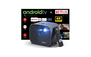 ETOE 4K Android TV 10.0 Projector, 1080P FHD Smart Projector with Auto Focus, Auto Keystone, 600 ANSI Lumens, Dual 10W Speakers, Netflix-Certified, 5.1G WiFi Bluetooth