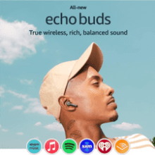 Echo Buds (2023 Release) | True Wireless Bluetooth 5.2 Earbuds with Alexa, Multipoint, 20H Battery, Fast Charging | Black