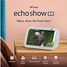 Echo Show 5 (3rd Gen, 2023 release) | Smart Display with Deeper Bass and Clearer Sound - Cloud Blue