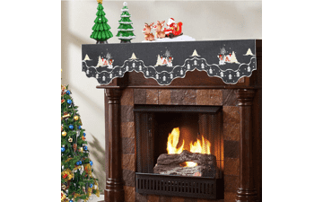 Embroidered Snowman Mantel Shelf Top Scarf Runner for Christmas - Gray, 70 × 17 inches