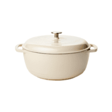 Enameled Cast Iron Covered Round Dutch Oven - 7.3-Quart - White