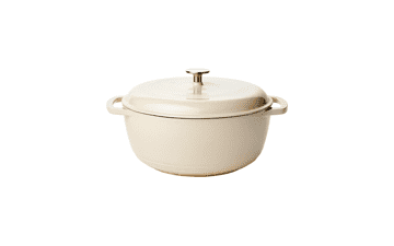 Enameled Cast Iron Covered Round Dutch Oven - 7.3-Quart - White