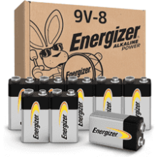 Energizer Alkaline Power 9 Volt Batteries - 8 Pack