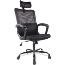 Ergonomic Mesh Office Chair with Lumbar Support, Adjustable Headrest, Armrest, and Wheels - High Back, Swivel Rolling (Black)