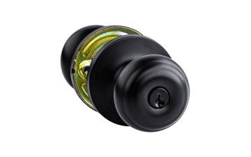 Exterior Door Knob With Lock - Classic Style in Matte Black