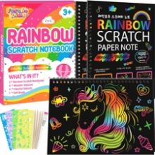 FEREDO KIDS Rainbow Scratch Notebook Paper - Black Scratch Off Art Crafts Supplies