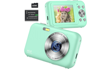 FHD 1080P Kids Camera with 32GB SD Card 16X Digital Zoom - Green