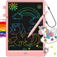 FLUESTON LCD Writing Tablet - Doodle Board Toy for 3-8 Year Olds - 10 Inch Colorful Electronic Drawing Pad - Kids' Educational Learning Travel Birthday Gift - Pink