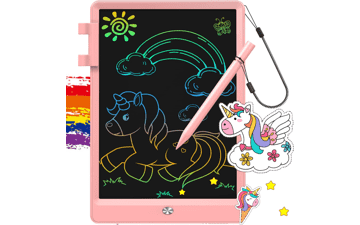 FLUESTON LCD Writing Tablet - Doodle Board Toy for 3-8 Year Olds - 10 Inch Colorful Electronic Drawing Pad - Kids' Educational Learning Travel Birthday Gift - Pink