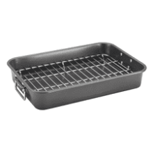 Farberware Nonstick Steel Roaster with Flat Rack - 11-Inch x 15-Inch - Gray