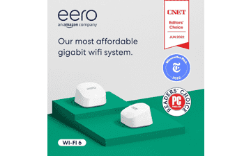 Fast and Reliable Gigabit Speeds | Connect 75+ Devices | Coverage up to 3,000 sq. ft. | Amazon eero 6+ Mesh Wi-Fi System (2-Pack, 2022 Release)