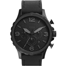 Fossil Nate Men's Watch - Oversized Chronograph Dial, Stainless Steel or Leather Band