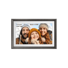 Frameo 15.6 Inch 32GB WiFi Digital Picture Frame Wood IPS FHD Touch Screen Smart Photo Frame