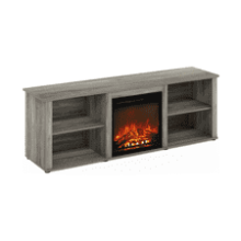 Furinno Classic TV Stand with Fireplace - French Oak Grey