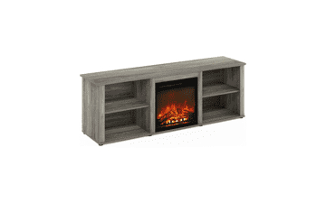 Furinno Classic TV Stand with Fireplace - French Oak Grey