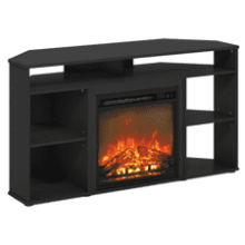 Furinno Jensen Corner TV Stand with Fireplace - Fits 55 Inch TVs - Americano