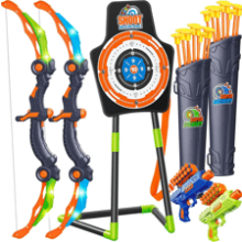 GMAOPHY Bow and Arrow for Boys, Birthday Gift for Kids, Indoor Outdoor Activity Toys, LED Light Up Archery Toy with Suction Cup Arrows, Standing Target & Quiver