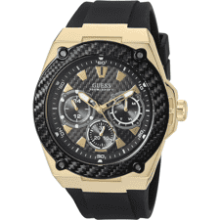 GUESS Men's Stainless Steel Quartz Watch - Silicone Strap