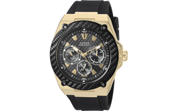 GUESS Men's Stainless Steel Quartz Watch - Silicone Strap