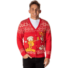 Garfield Christmas Ugly Sweater Button-Up Knit Cardigan for Men