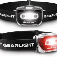 GearLight LED Headlamp - Outdoor Camping Headlamp with Adjustable Headband - Lightweight Headlight with 7 Modes and Pivotable Head