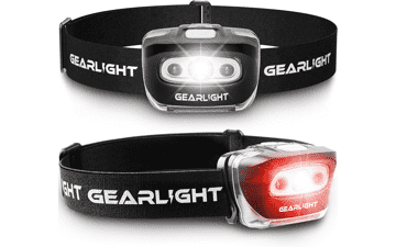 GearLight LED Headlamp - Outdoor Camping Headlamp with Adjustable Headband - Lightweight Headlight with 7 Modes and Pivotable Head