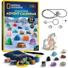 Gemstone Advent Calendar - 2023 Christmas Countdown Calendar for Kids with 24 Gemstones and Mini Dig Kit