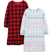 Girls and Toddlers' Fleece Nightgowns - Pack of 2 by Simple Joys