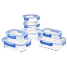 Glass Food Storage Container with BPA-Free Locking Lid - Set of 14 Pieces