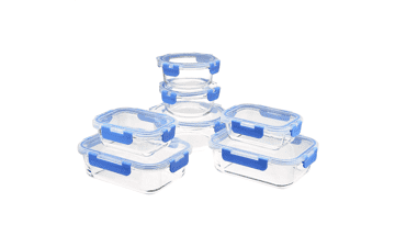 Glass Food Storage Container with BPA-Free Locking Lid - Set of 14 Pieces