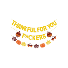 Gold Glitter Thankful for You Banner - Friendsgiving & Thanksgiving Party Decorations