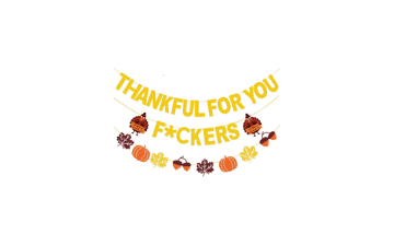 Gold Glitter Thankful for You Banner - Friendsgiving & Thanksgiving Party Decorations