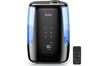 Grelife Smart Humidifier with 5L Water Tank, Remote Control, Essential Oil Diffuser, 360° Nozzle, Auto Shut-Off - Quiet for Bedroom & Large Room