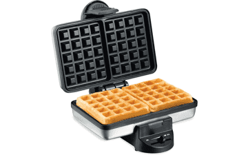 Hamilton Beach Mini Waffle Maker with Shade Control - Makes 2 at Once - Personalized Keto Chaffles and Hash Browns - Non-Stick Plates - Compact Stainless Steel Design