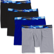 Hanes Men's Sport X-Temp Long Leg Boxer Brief 4-Pack - Assorted Colors - Small