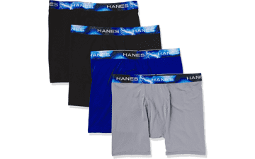 Hanes Men's Sport X-Temp Long Leg Boxer Brief 4-Pack - Assorted Colors - Small