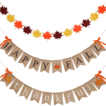 Happy Fall Banner Thankful Give Thanks and Felt Fall Leaves Garland for Thanksgiving Decoration