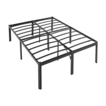 Heavy Duty Non Slip Bed Frame with Steel Slats - Easy Assembly - 18 inches - Full - Black