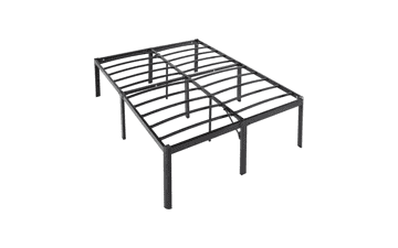 Heavy Duty Non Slip Bed Frame with Steel Slats - Easy Assembly - 18 inches - Full - Black