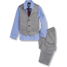 IZOD Boys' 4-Piece Set: Collared Dress Shirt, Tie, Vest, Pants